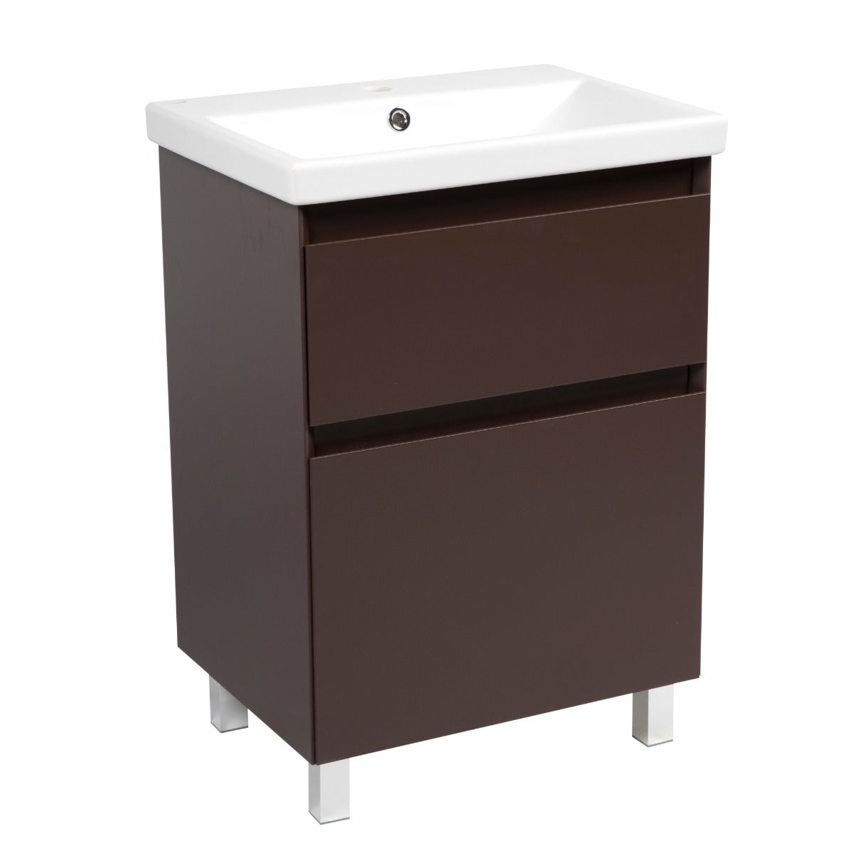 Modern Free standing Bathroom Vanity with Washbasin | Elit Brown Matte Collection | Non-Toxic Fire-Resistant MDF-24" | Buy Vanity Online