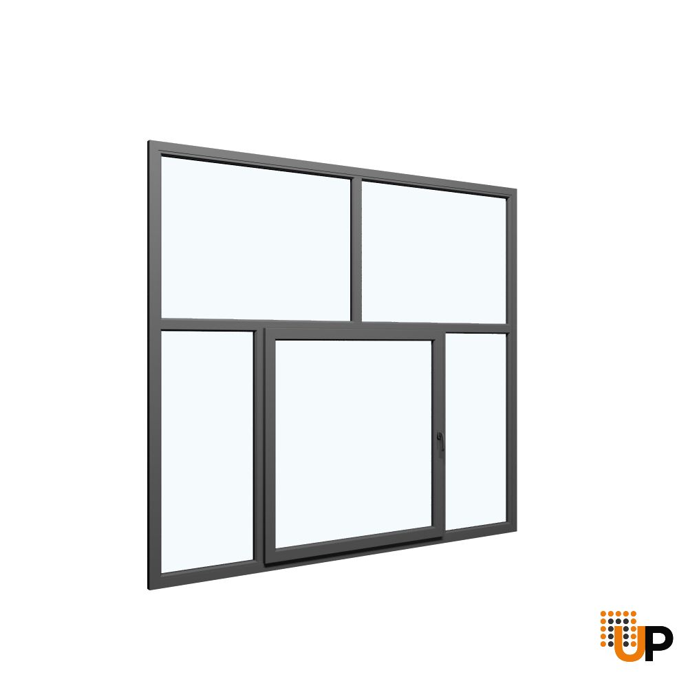 Five-Part Window Aluminum | Center Section Operable | Double Pane | Transparent Glass | Buy Windows Online