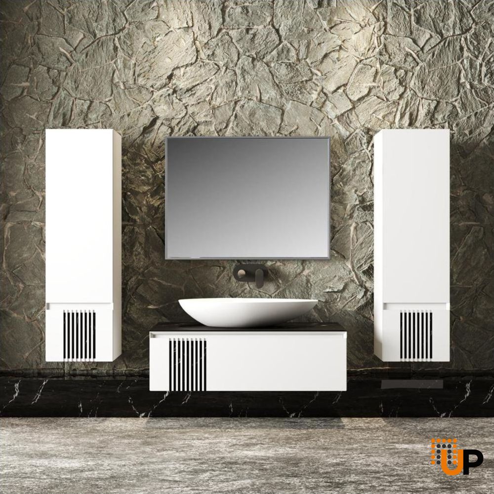 Modern Wall-Mount Bathroom Vanity with Washbasin | Manhattan Collection | Non-Toxic Fire-Resistant MDF