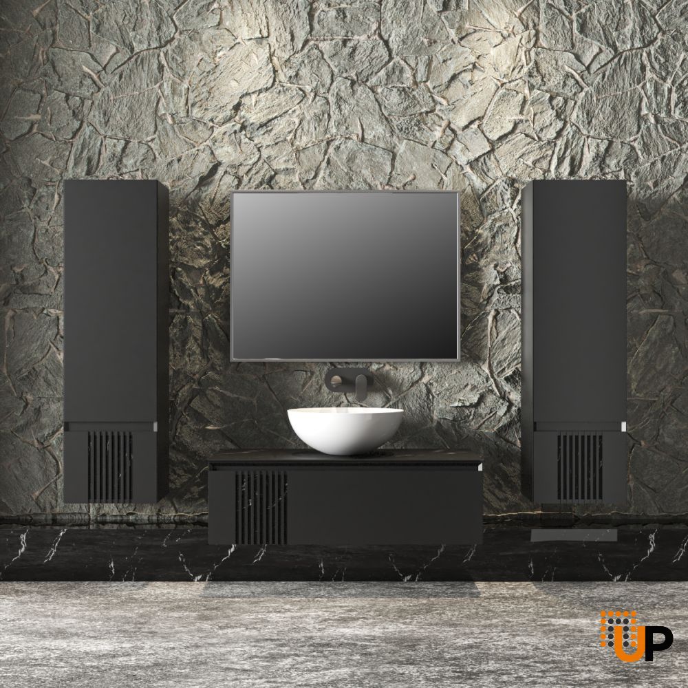 Modern Wall-Mount Bathroom Vanity with Washbasin | Manhattan Collection | Non-Toxic Fire-Resistant MDF