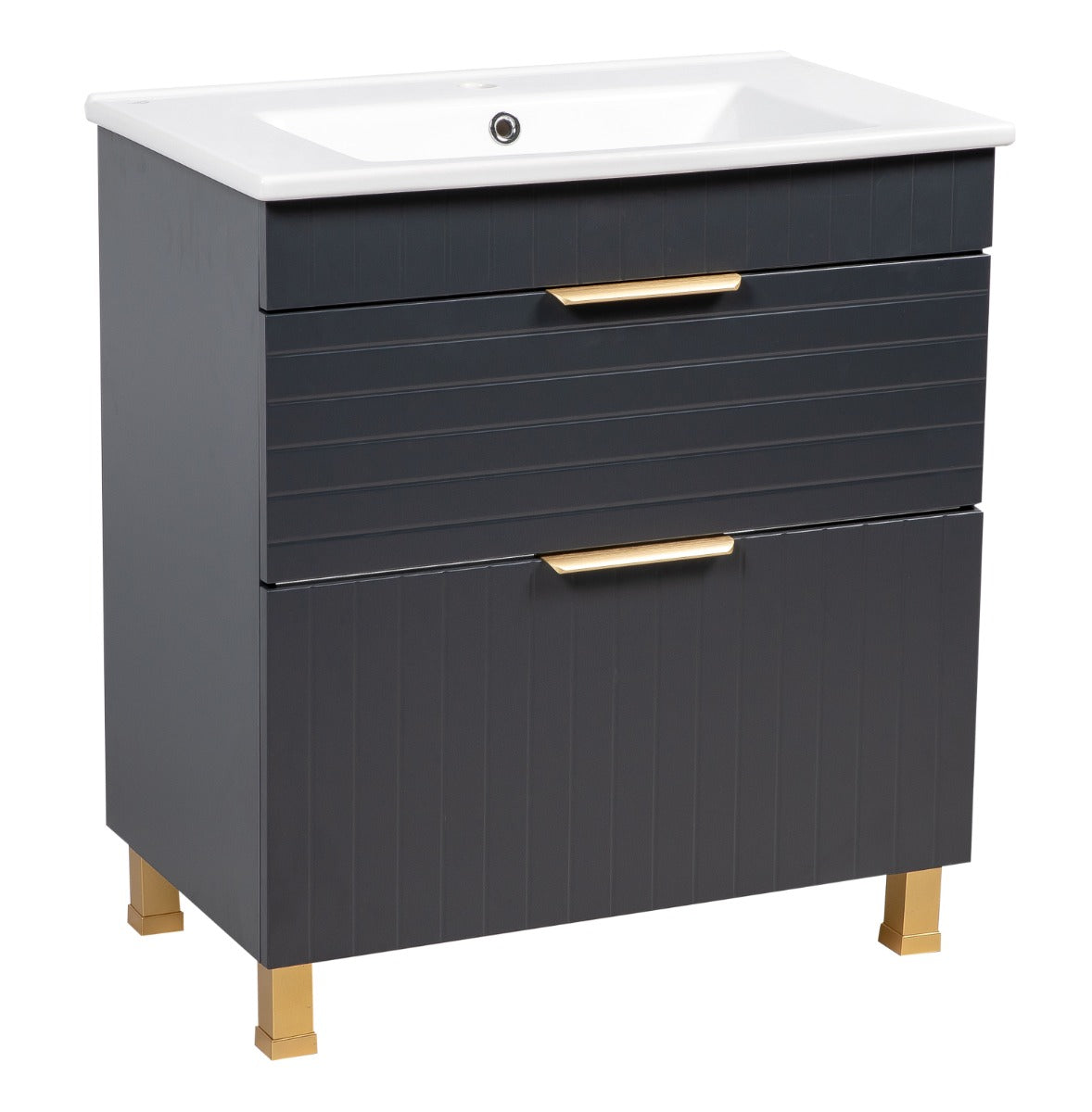 Modern Free Standing Bathroom Vanity with White Washbasin | Trevi Collection | Non-Toxic Fire-Resistant MDF | Buy Vanity Online