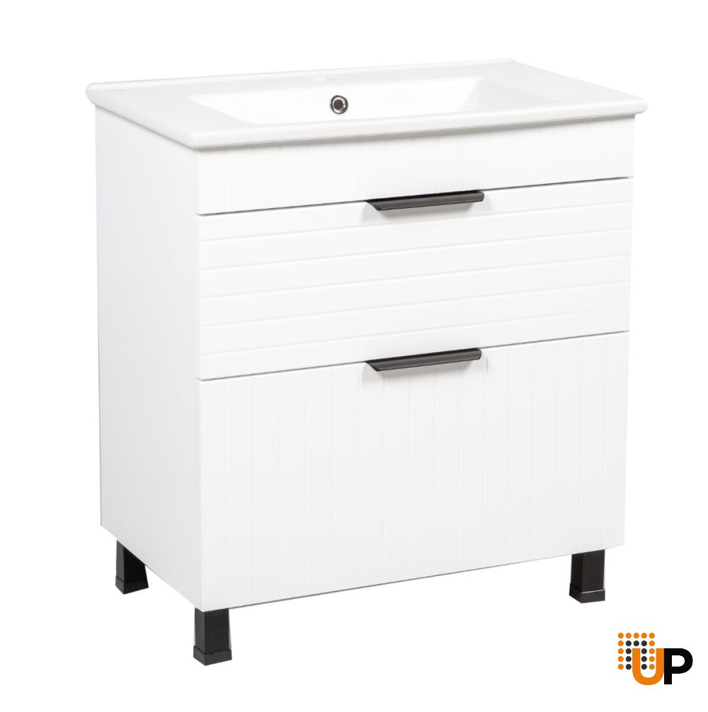 Modern Free Standing Bathroom Vanity with White Washbasin | Trevi Collection | Non-Toxic Fire-Resistant MDF | Buy Vanity Online