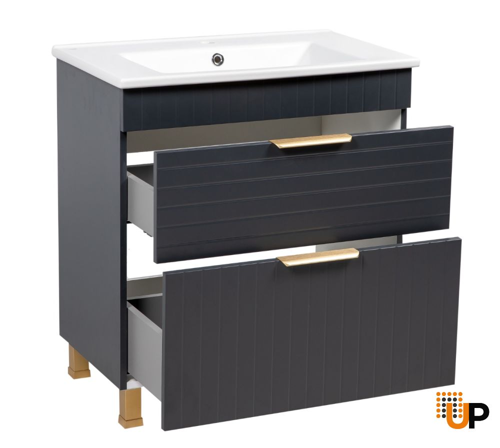 Modern Free Standing Bathroom Vanity with White Washbasin | Trevi Collection | Non-Toxic Fire-Resistant MDF | Buy Vanity Online