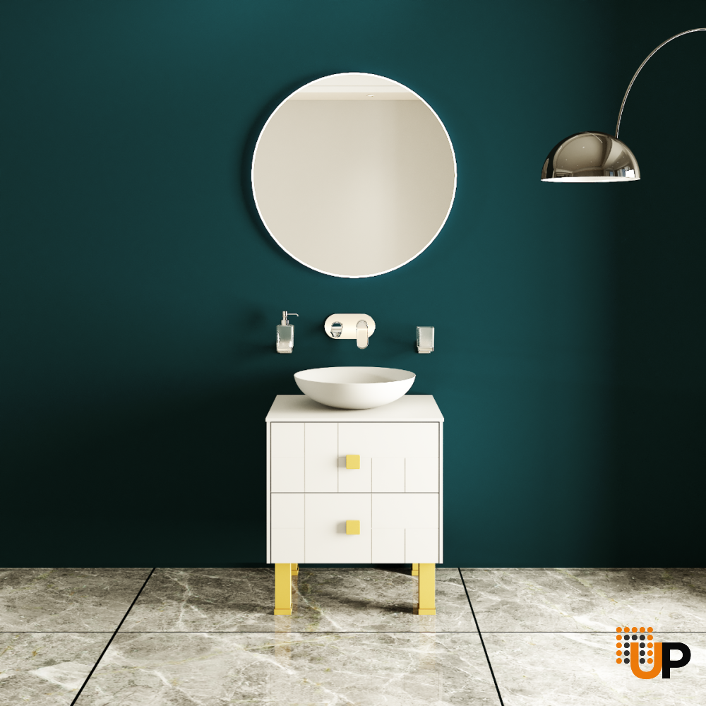 Modern Free Standing Bathroom Vanity with Washbasin | Dune White Matte Collection | Non-Toxic Fire-Resistant MDF | Buy Vanity Online