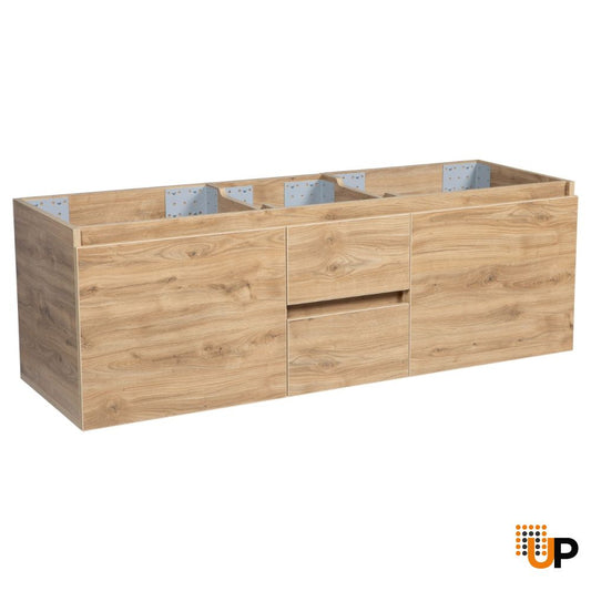 Modern Wall-Mounted Bathroom Vanity | Niagara Wall Mount Collection 60 Cabinet for Double Vanity without Sink | Non-Toxic Fire-Resistant MDF