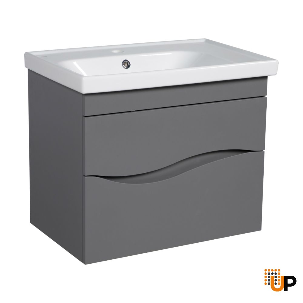 Modern Wall-Mount Bathroom Vanity with Washbasin | Wave Collection | Non-Toxic Fire-Resistant MDF-26" | Buy Vanity Online