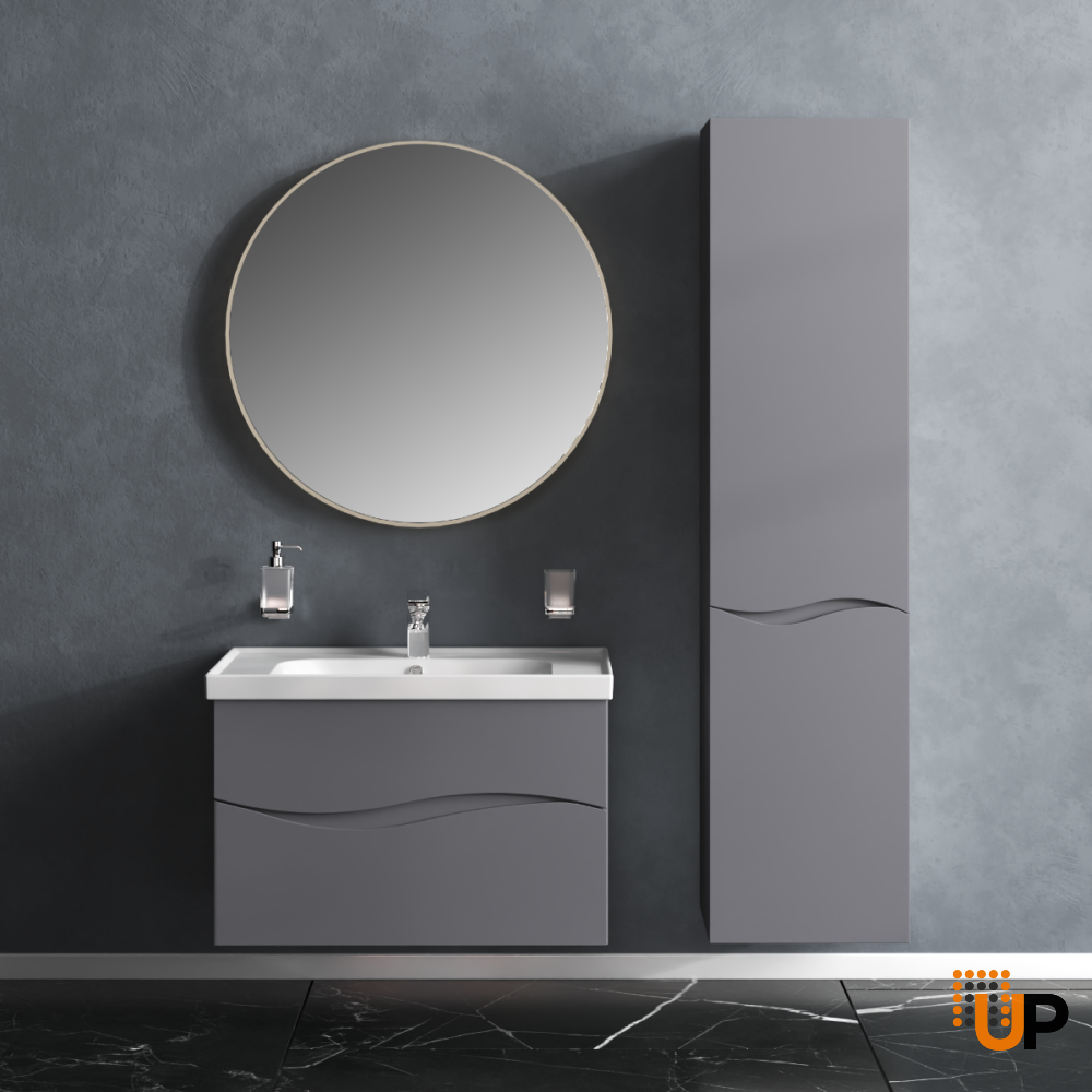 Modern Wall-Mount Bathroom Vanity with Washbasin | Wave Collection | Non-Toxic Fire-Resistant MDF-26" | Buy Vanity Online