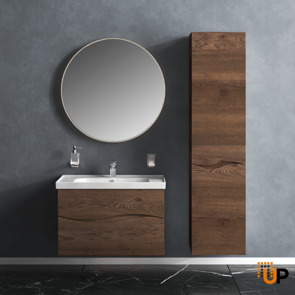 Modern Wall-Mount Bathroom Vanity with Washbasin | Wave Collection | Non-Toxic Fire-Resistant MDF-26" | Buy Vanity Online