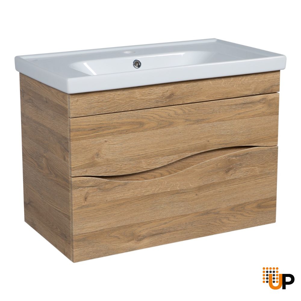 Modern Wall-Mount Bathroom Vanity with Washbasin | Wave Collection | Non-Toxic Fire-Resistant MDF-26" | Buy Vanity Online