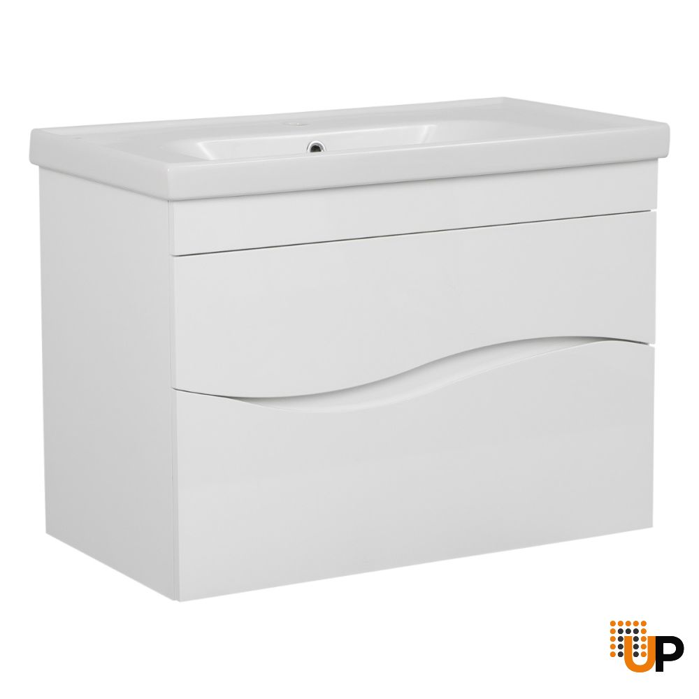 Modern Wall-Mount Bathroom Vanity with Washbasin | Wave Collection | Non-Toxic Fire-Resistant MDF-26" | Buy Vanity Online