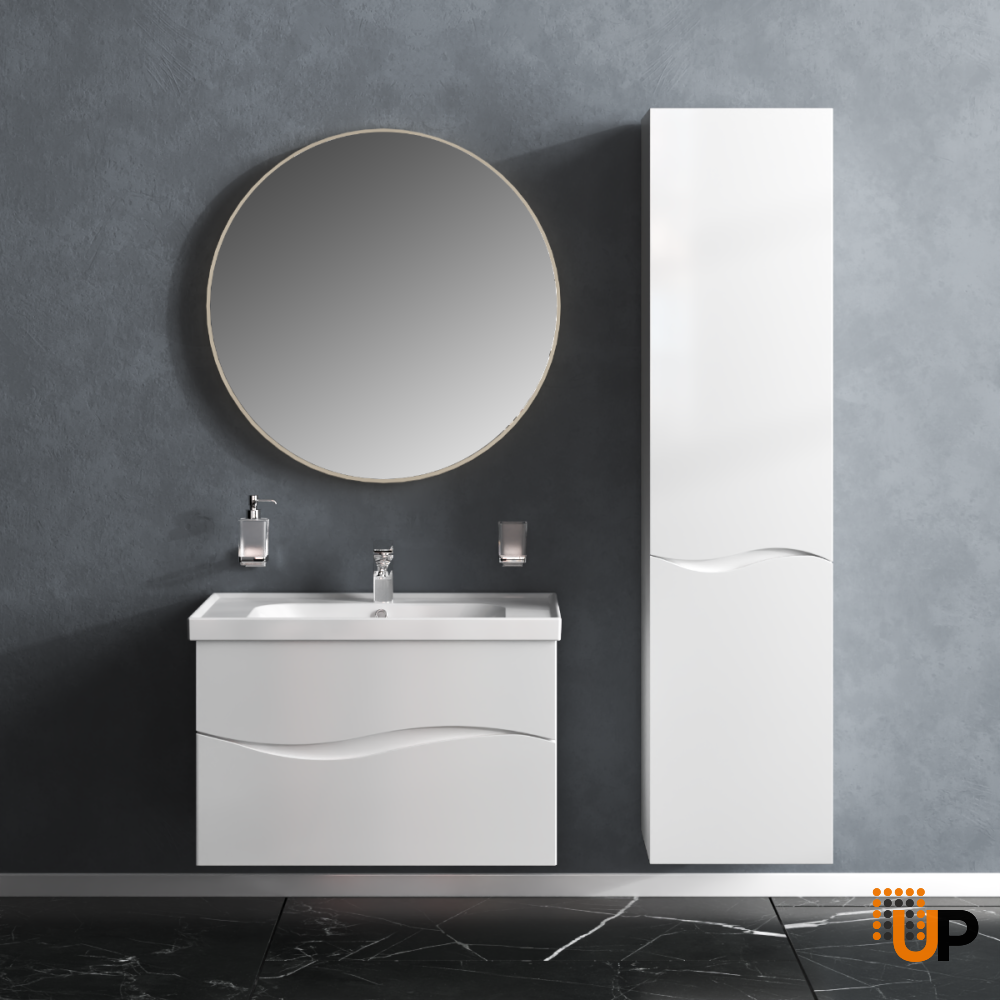 Modern Wall-Mount Bathroom Vanity with Washbasin | Wave Collection | Non-Toxic Fire-Resistant MDF-26" | Buy Vanity Online