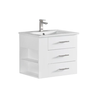 Bari Bathroom | 24" Bathroom Vanity Wall Mount Set (Right Side Shelf)