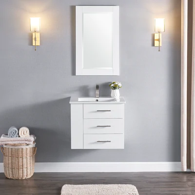 Bari Bathroom | 24" Bathroom Vanity Wall Mount Set (Right Side Shelf)