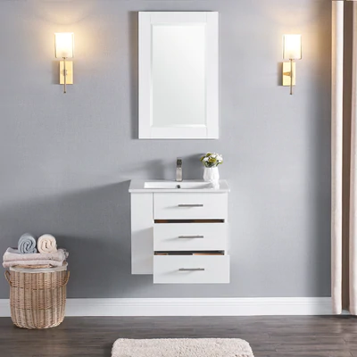 Bari Bathroom | 24" Bathroom Vanity Wall Mount Set (Right Side Shelf)