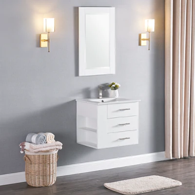 Bari Bathroom | 24" Bathroom Vanity Wall Mount Set (Right Side Shelf)