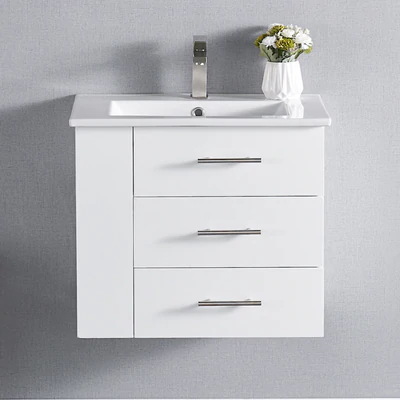 Bari Bathroom | 24" Bathroom Vanity Wall Mount Set (Right Side Shelf)