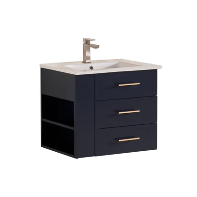 Bari Bathroom | 24" Bathroom Vanity Wall Mount Set (Right Side Shelf)
