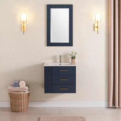 Bari Bathroom | 24" Bathroom Vanity Wall Mount Set (Right Side Shelf)