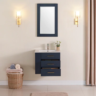 Bari Bathroom | 24" Bathroom Vanity Wall Mount Set (Right Side Shelf)