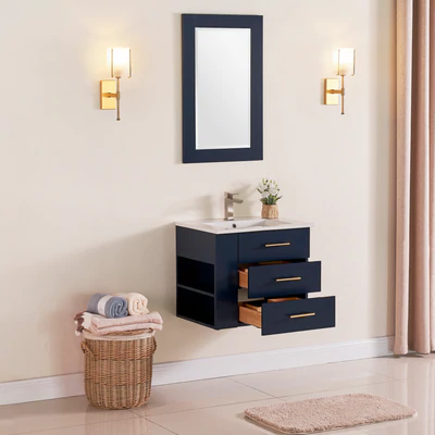 Bari Bathroom | 24" Bathroom Vanity Wall Mount Set (Right Side Shelf)