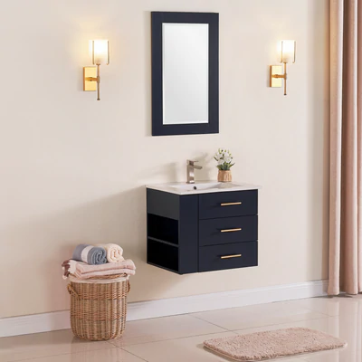 Bari Bathroom | 24" Bathroom Vanity Wall Mount Set (Right Side Shelf)