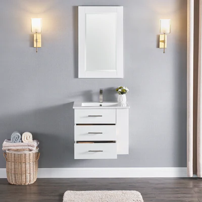Bari Bathroom | 24" Bathroom Vanity Wall Mount Set (Right Side Shelf)