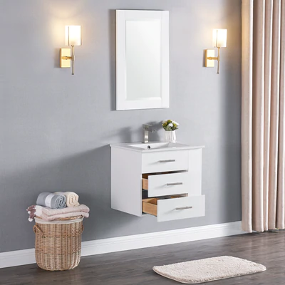 Bari Bathroom | 24" Bathroom Vanity Wall Mount Set (Right Side Shelf)