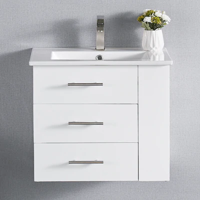 Bari Bathroom | 24" Bathroom Vanity Wall Mount Set (Right Side Shelf)