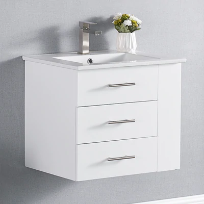 Bari Bathroom | 24" Bathroom Vanity Wall Mount Set (Right Side Shelf)