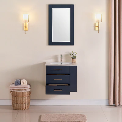 Bari Bathroom | 24" Bathroom Vanity Wall Mount Set (Right Side Shelf)