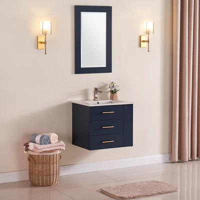 Bari Bathroom | 24" Bathroom Vanity Wall Mount Set (Right Side Shelf)