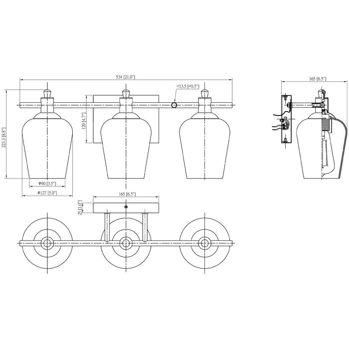 Bari Classic | 3-Light Dimmable LED Vanity Light