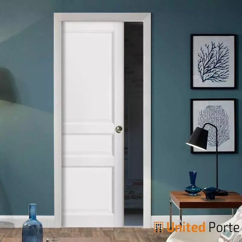French Pocket Door with Decorative Panels | Solid Wood Interior Sliding Closet Sturdy Doors | Buy Doors Online