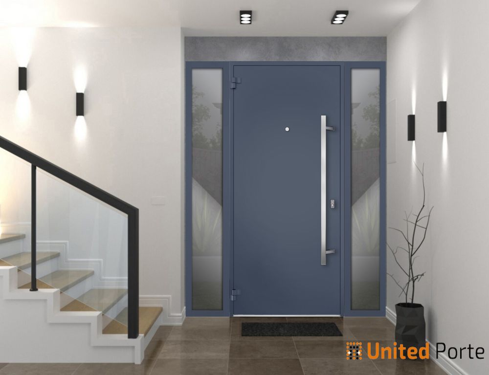 Front Exterior Prehung Steel Door | Stainless Inserts Single Modern Painted Door | Buy Doors Online