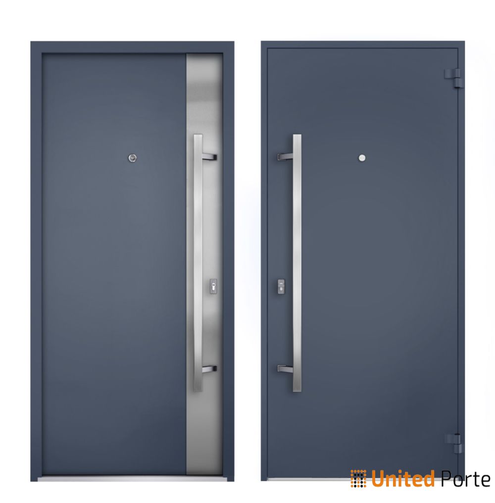 Front Exterior Prehung Steel Door | Stainless Inserts Single Modern Painted Door | Buy Doors Online