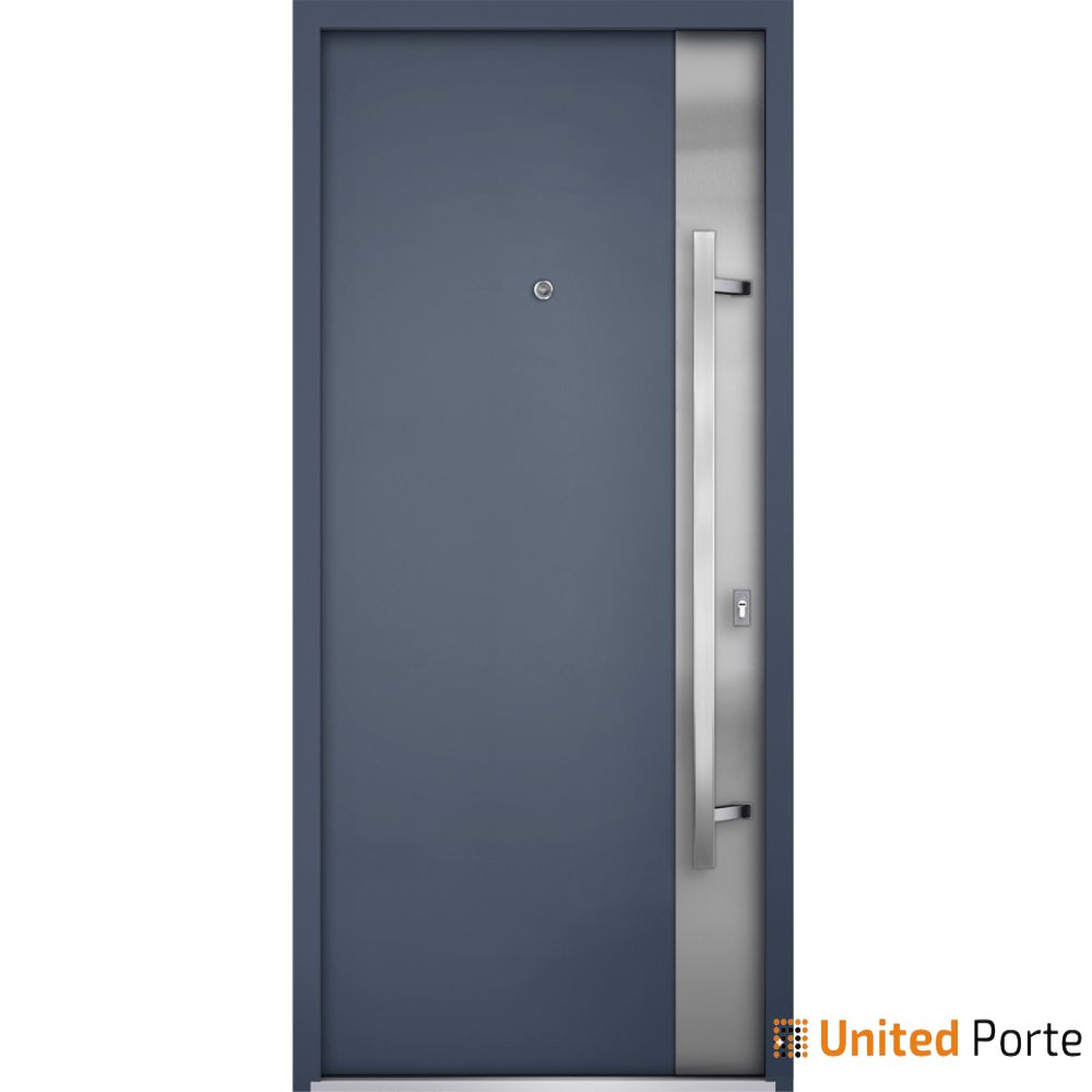 Front Exterior Prehung Steel Door | Stainless Inserts Single Modern Painted Door | Buy Doors Online