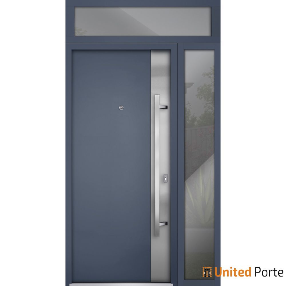 Front Exterior Prehung Steel Door | Stainless Inserts Single Modern Painted Door | Buy Doors Online