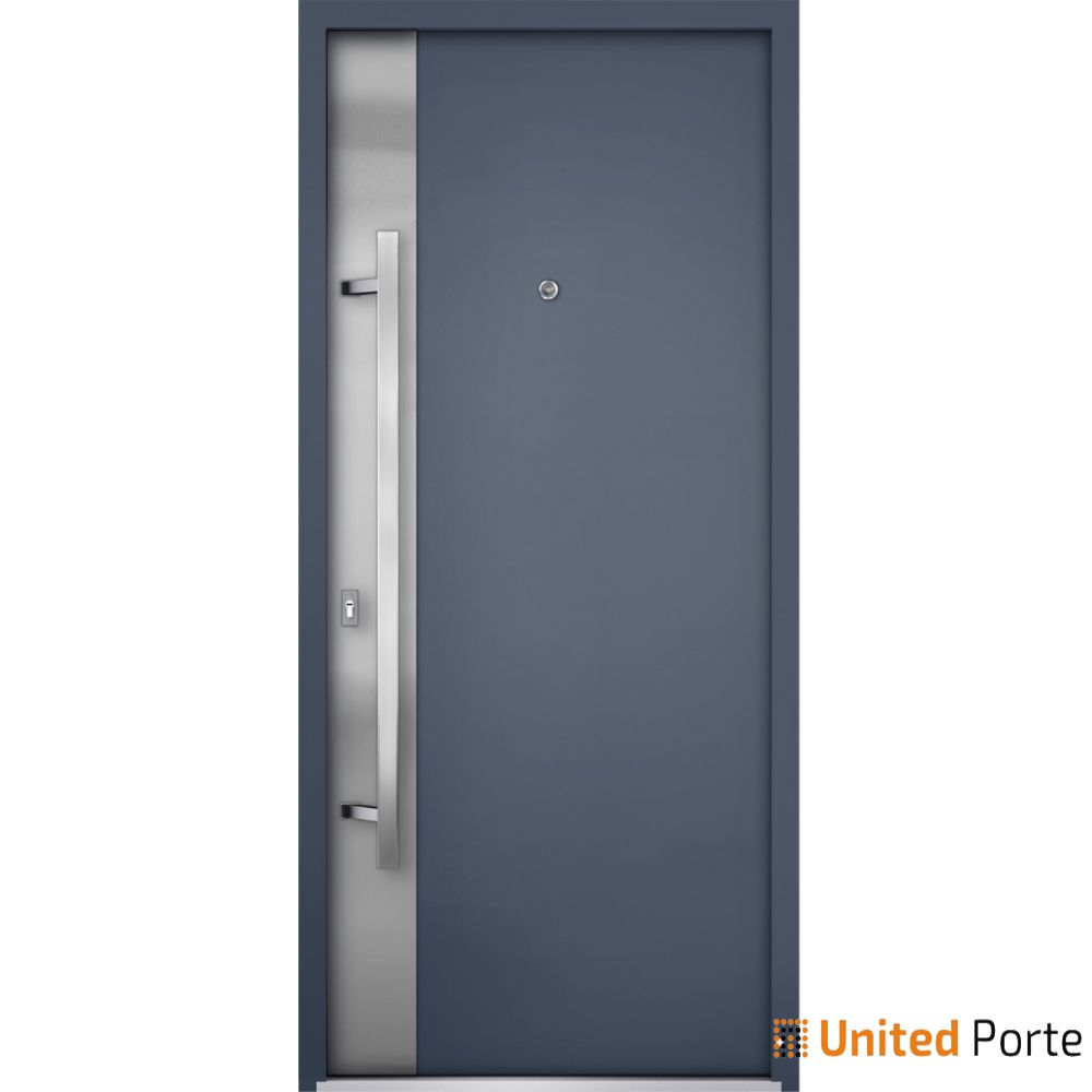 Front Exterior Prehung Steel Door | Stainless Inserts Single Modern Painted Door | Buy Doors Online