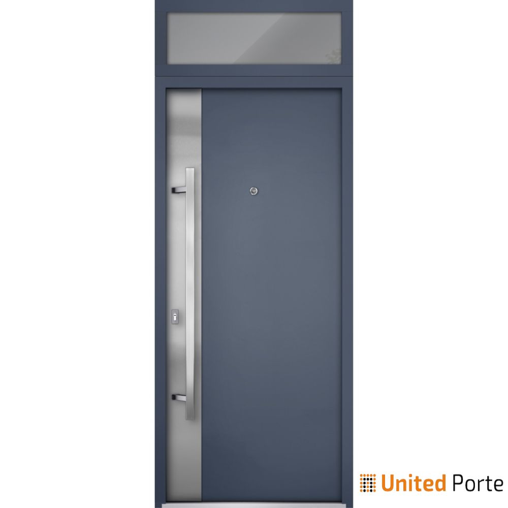 Front Exterior Prehung Steel Door | Stainless Inserts Single Modern Painted Door | Buy Doors Online