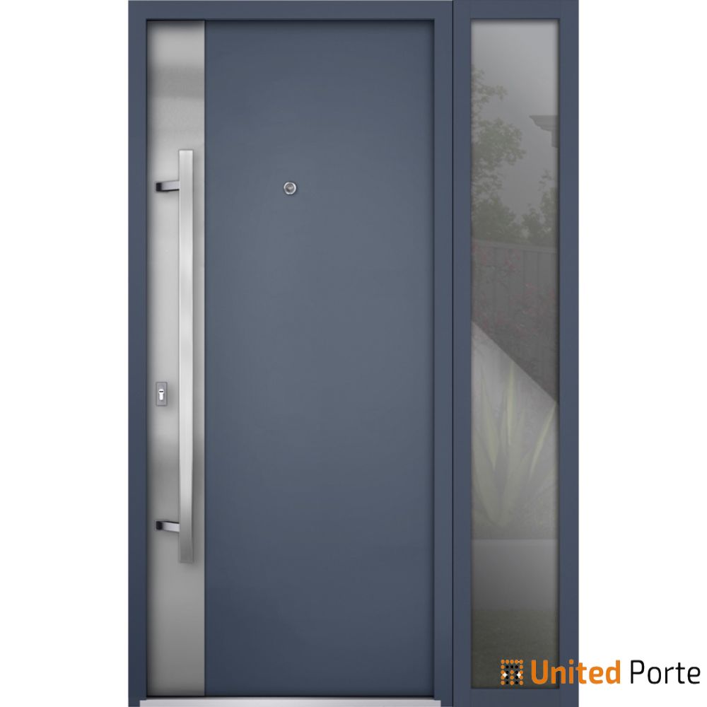 Front Exterior Prehung Steel Door | Stainless Inserts Single Modern Painted Door | Buy Doors Online