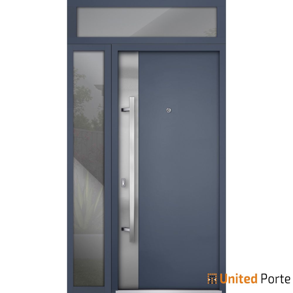 Front Exterior Prehung Steel Door | Stainless Inserts Single Modern Painted Door | Buy Doors Online