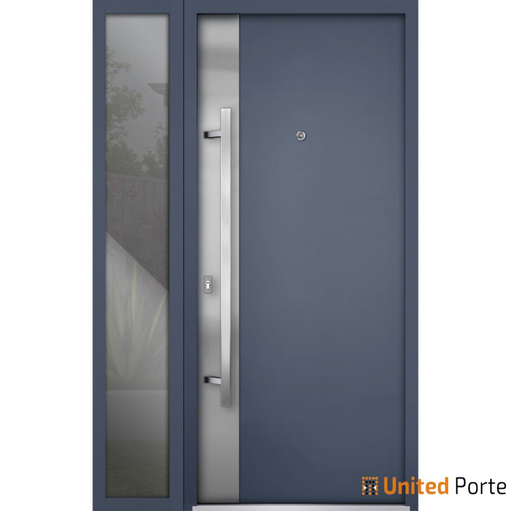 Front Exterior Prehung Steel Door | Stainless Inserts Single Modern Painted Door | Buy Doors Online
