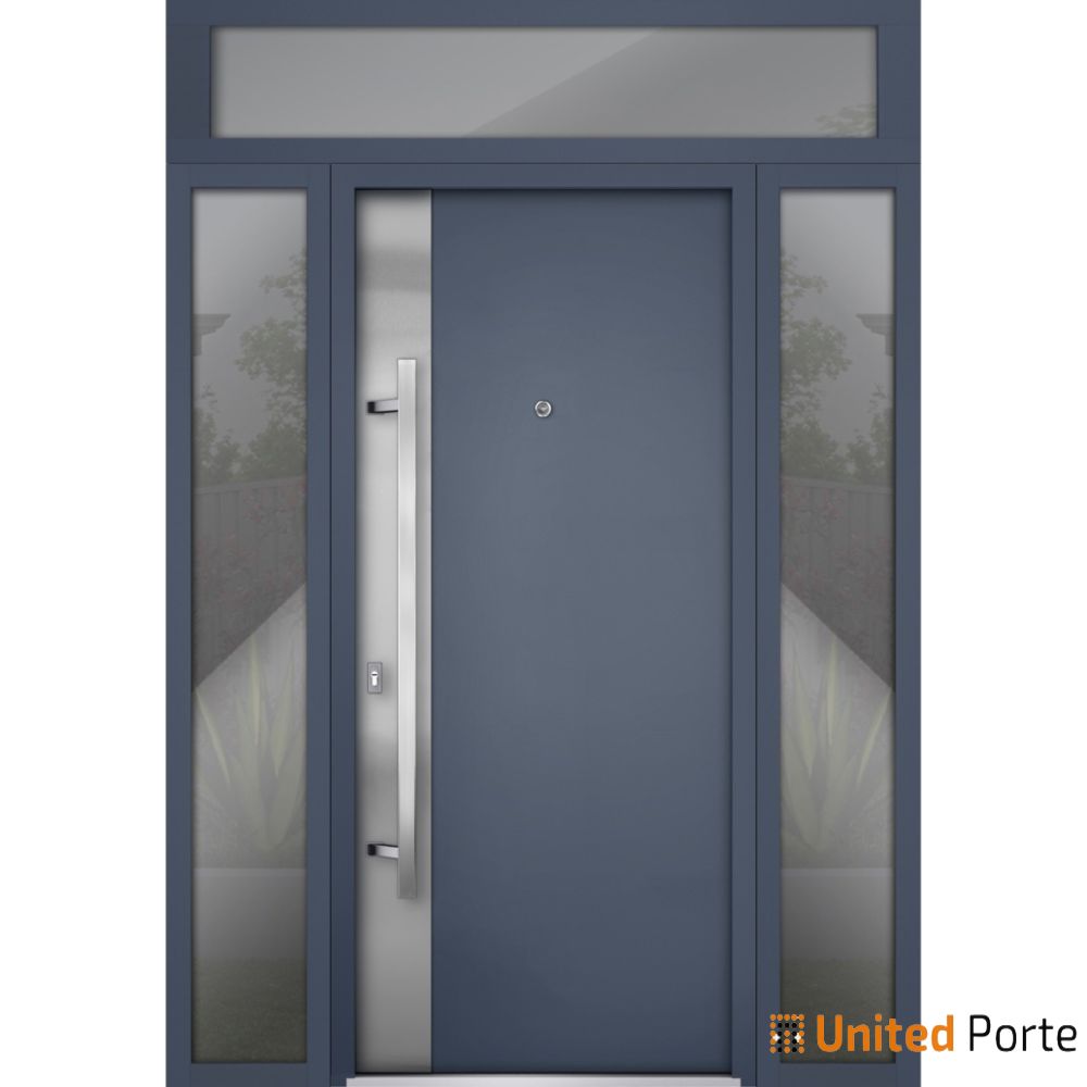 Front Exterior Prehung Steel Door | Stainless Inserts Single Modern Painted Door | Buy Doors Online