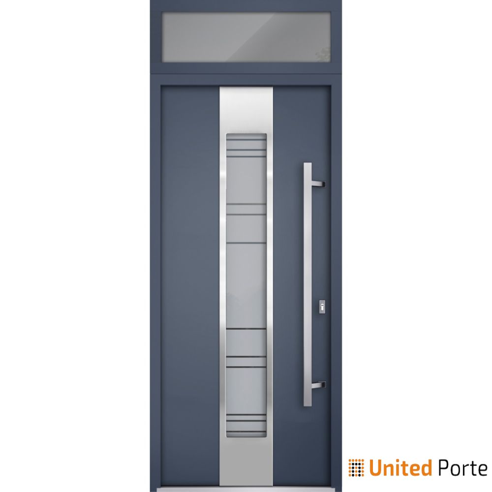 Front Exterior Prehung Steel Door | Stainless Inserts Single Modern Painted | Buy Doors Online