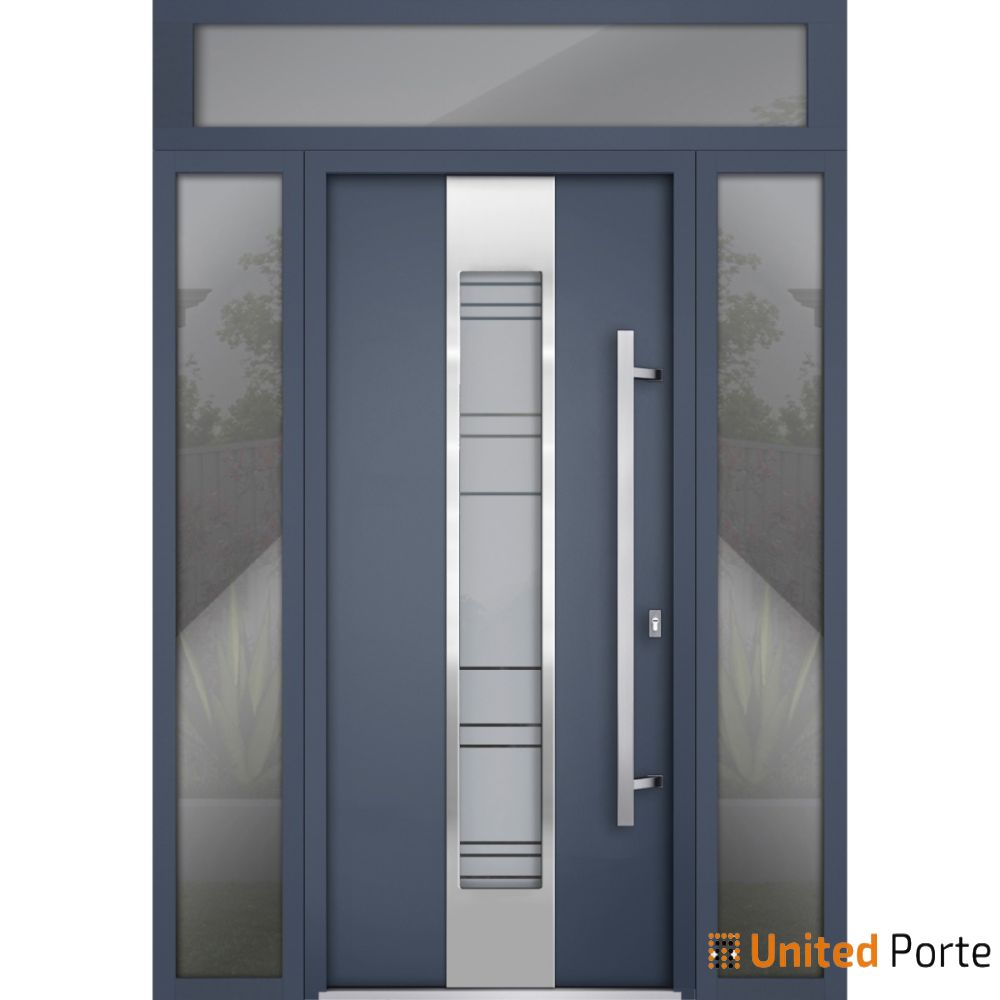 Front Exterior Prehung Steel Door | Stainless Inserts Single Modern Painted | Buy Doors Online