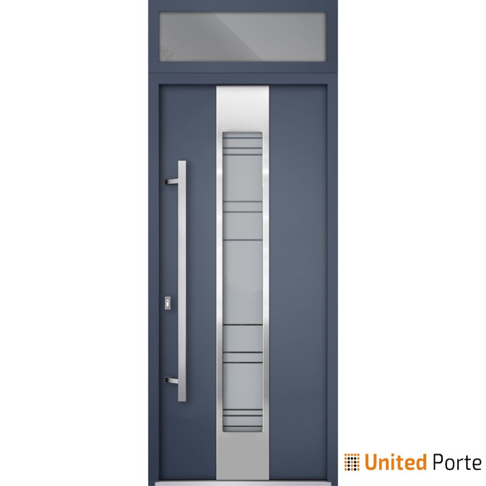 Front Exterior Prehung Steel Door | Stainless Inserts Single Modern Painted | Buy Doors Online