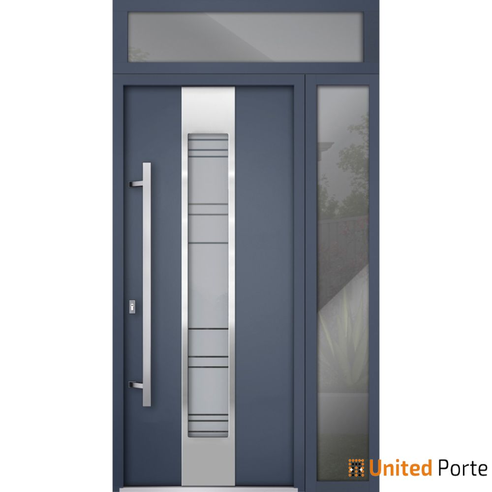 Front Exterior Prehung Steel Door | Stainless Inserts Single Modern Painted | Buy Doors Online