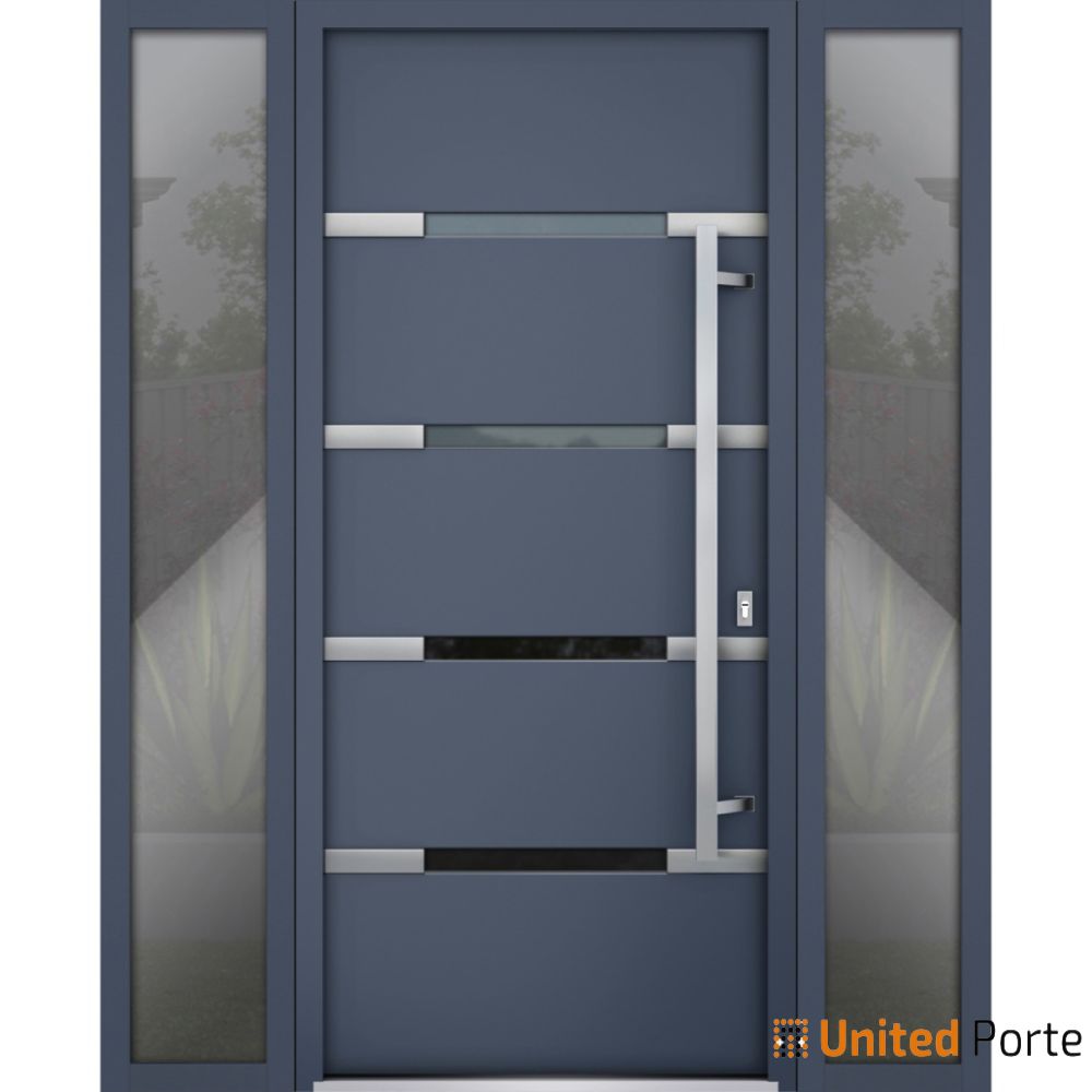 Front Exterior Prehung Steel Door | Stainless Inserts Single Modern Painted Door | Buy Doors Online
