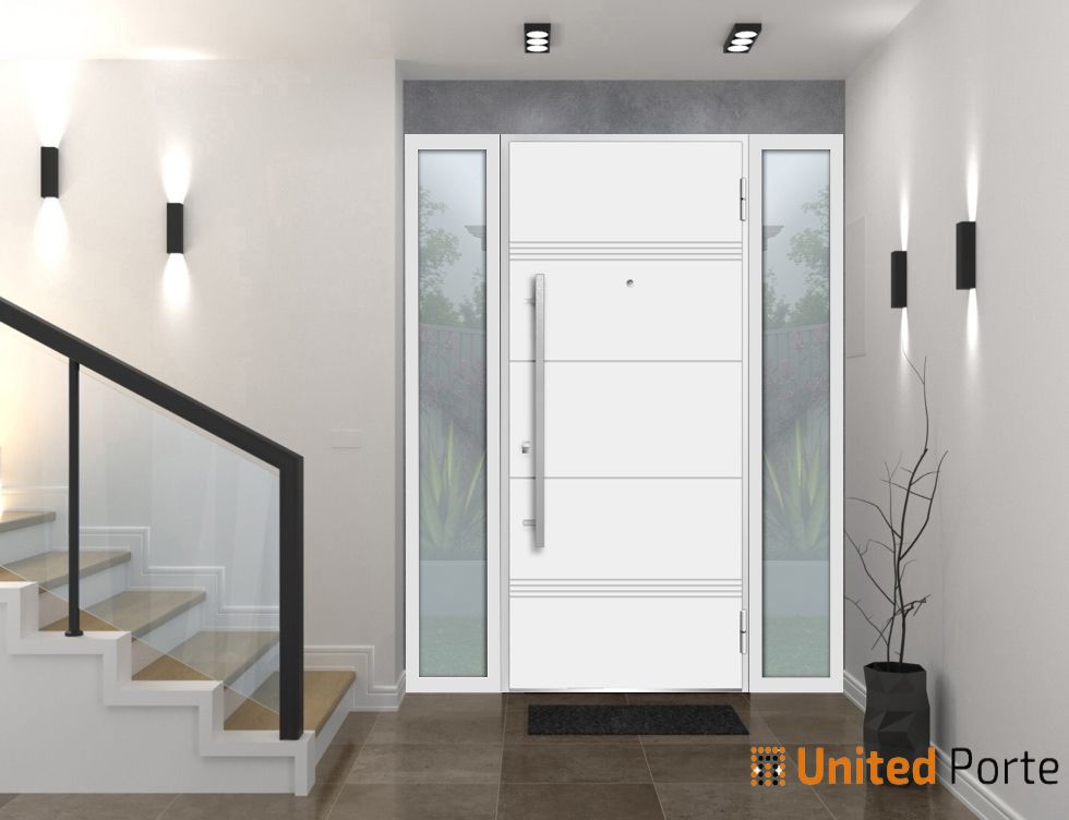 Front Exterior Prehung Steel Door | Stainless Inserts Single Modern Painted Door | Buy Doors Online