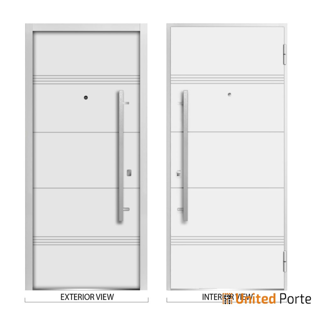 Front Exterior Prehung Steel Door | Stainless Inserts Single Modern Painted Door | Buy Doors Online
